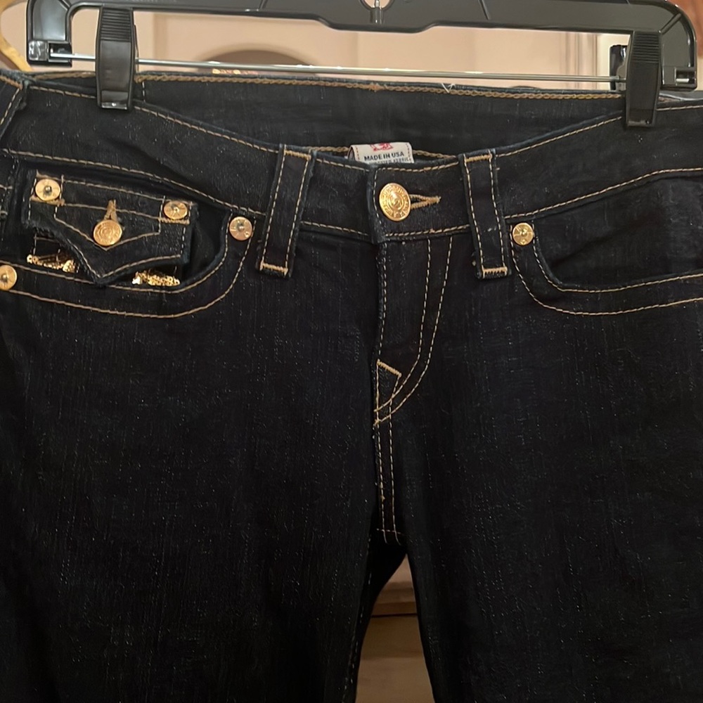 Gold sequin True Religion jeans